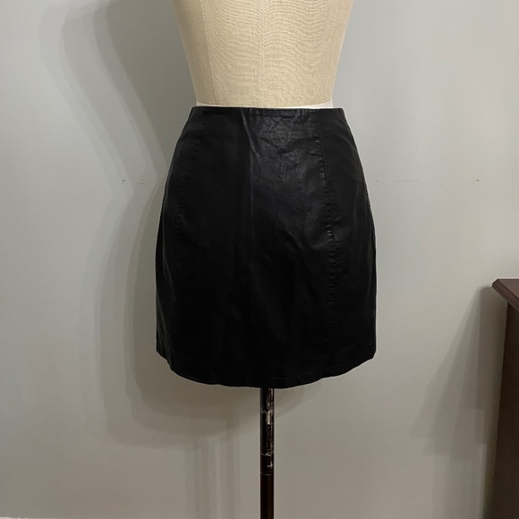 Free People "Oh Snap" Vegan Leather Button Front Mini Skirt - Picture 5 of 8